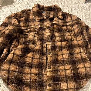 PacSun Tan and Brown Fleece Jacket